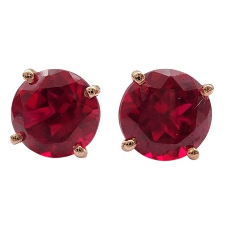 10.52 קראט זוג אבני רובי מעבדה יפיפיים  גדולים משובצים בעגילי זהב וורד 14 קראט