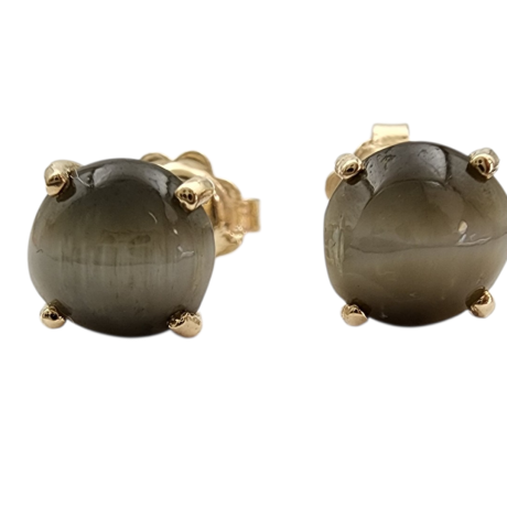 זוג עגילי עין החתול לברכה והצלחה סגולה קבלית בזהב צהוב